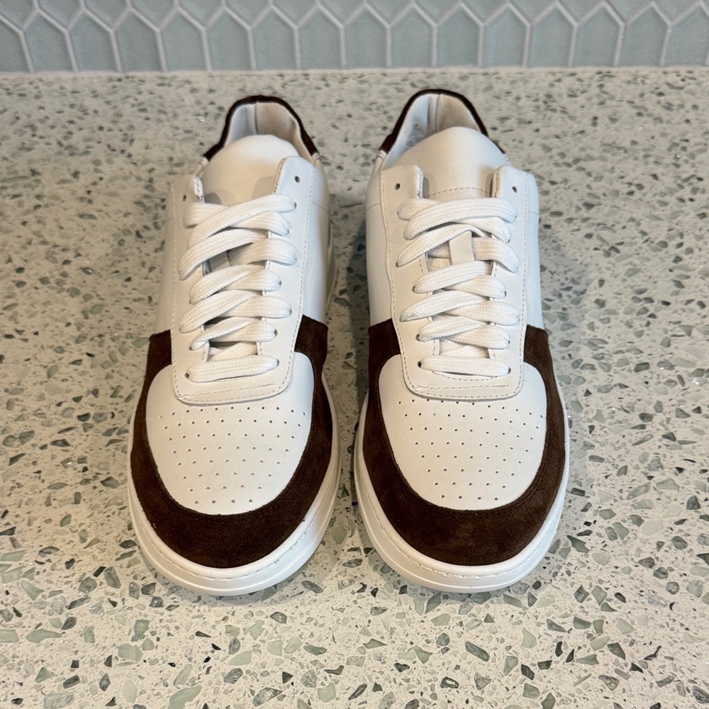 Stylish White and Brown Men's Sneakers